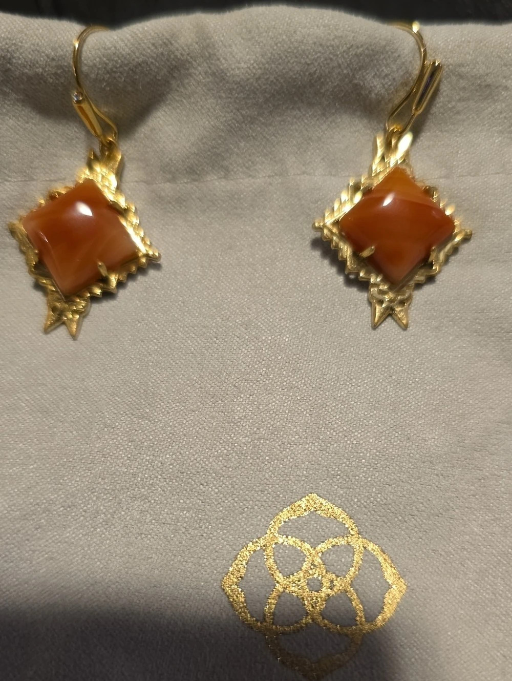 Kendra Scott Orange Stone Drop Earrings